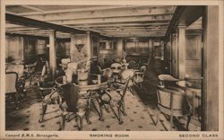 RMS Berengaria Second Class Smoking Room Postcard