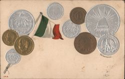 Mexican Coins and Flag Postcard