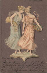 Two Women with Flowers and Sickle Postcard