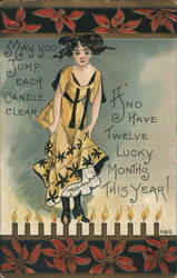 May You Jump Each Candle Clear and Have Twelve Lucky Months Postcard