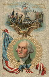 George Washington, Inauguration, and American Eagle Postcard