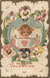 Cherubic Angel with Pansy Valentine Greeting Postcard