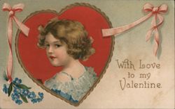 Girl with Blonde Curls in Heart, Valentine's Day Greeting Postcard