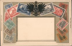 German Imperial Eagle with Postage Stamps Postcard