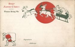 Santa Claus Letter with Reindeer and Sleigh Postcard