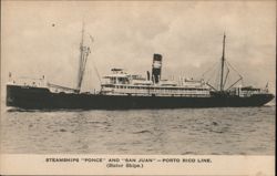 Steamships "Ponce" and "San Juan" - Porto Rico Line Postcard