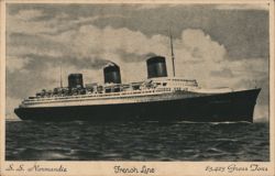 SS Normandie, French Line, 83,423 Gross Tons Postcard