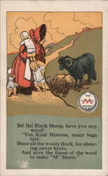 Black Sheep and Children M Minneapolis Knitting Works Advertising Postcard Postcard