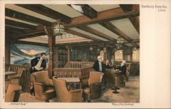 Smoking Room Interior of the SS Amerika Postcard