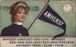 Amherst College Girl with Pennant Postcard