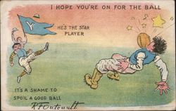 I Hope You're On For The Ball - Comic Football Player Postcard