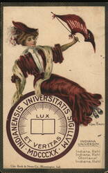 Indiana University Coed with Pennant Postcard