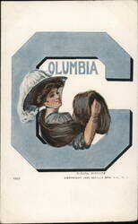 Columbia College Girl with Muff Postcard