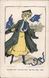 College Girl with Yale Pennants Postcard