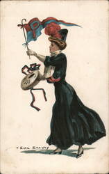 Woman with Pennant Postcard