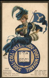 Yale University Girl, College Silk Embroidered Postcard Postcard