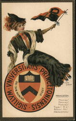 Princeton University Girl with Pennant Postcard