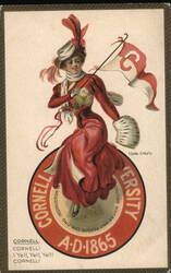 Cornell University Girl, College Pennant, AD 1865 Postcard