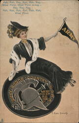 West Point USMA Girl with Army Pennant Postcard