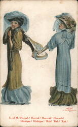 Two Women with Umbrellas, University of Michigan Postcard