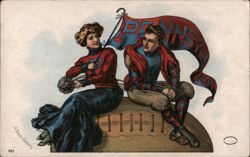 UPenn Couple on Football Postcard