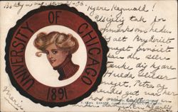 University of Chicago Seal, Woman with Upswept Hair Postcard