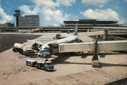 Schiphol Amsterdam Airport with KLM DC-8 Jet Postcard