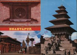 Bhaktapur, Nepal - Nyatapola Temple, Peacock Window, and Palace Postcard