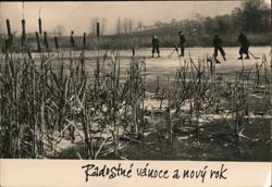 Ice Hockey on a Frozen Pond Postcard