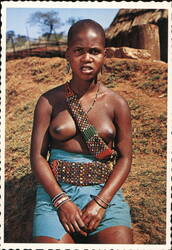 Zulu Maiden in Traditional Beadwork Postcard