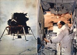 Apollo 11 LEM Descent and Armstrong Inside Postcard