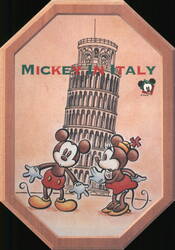 Mickey in Italy - Leaning Tower of Pisa Postcard