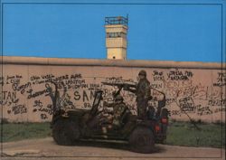 Berlin Wall at Potsdamer Platz with US Army Jeep Postcard