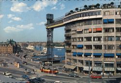 Katarinahissen Elevator and Waterfront, Stockholm Postcard