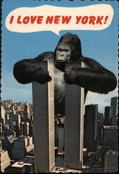 I Love New York: Giant Gorilla Holding Twin Towers Postcard