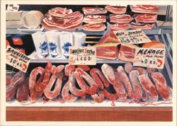 French Deli Display of Meats and Sausages Postcard