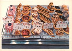 French Pastries Displayed in a Glass Case Postcard