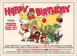 Happy Birthday from Pioneer Take Out Free Chicken Drumstick Postcard