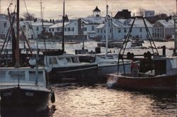 Work Boats in Winter, Stonington, CT Postcard