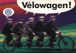 Vélowagen! - Four Men on a Quadruple Bicycle Postcard