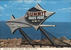 Summit of Pikes Peak, Colorado, Altitude 14,110 Ft. Postcard