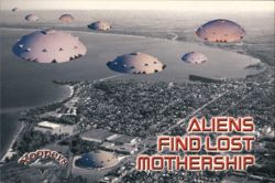 Aliens Find Lost Mothership, Marquette, MI Postcard