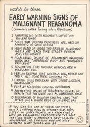 Early Warning Signs of Malignant Reaganoma Humor Postcard