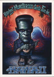 Frankenstein in Hawaii Playing Ukulele Postcard