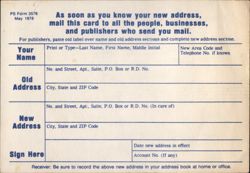 PS Form 3576 Change of Address Card Postcard