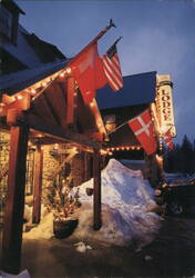 Royal Gorge's Rainbow Lodge at Dusk, Soda Springs, CA Postcard