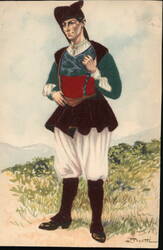 Man in Traditional Dorgali (Nuoro) Costume Postcard