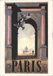 Paris Through Archway with Doves - 1985 Postcard