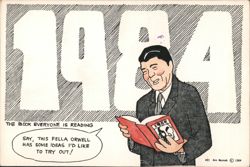 Ronald Reagan Reads Orwell's 1984 Postcard