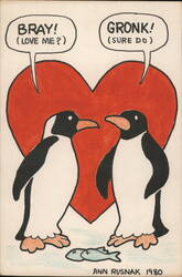 Penguin Valentine, Bray! (Love Me?) Gronk! (Sure Do) Postcard